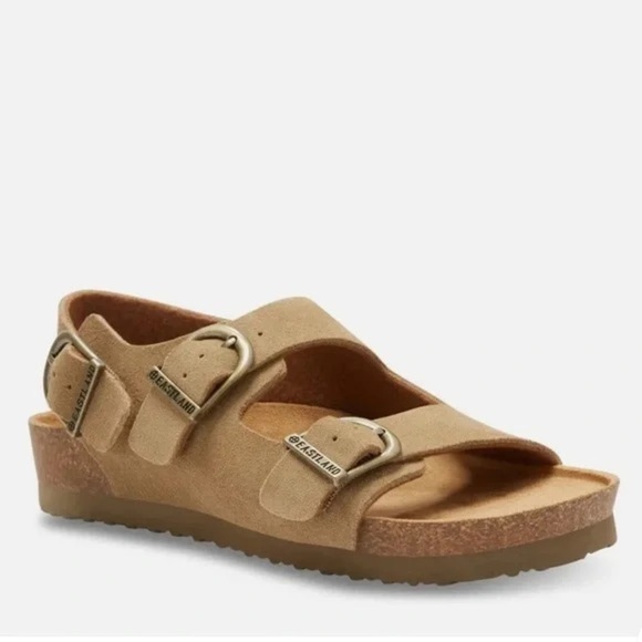 Eastland Charlestown Women’s Sandal Tan Double Strap Suede Buckle Close Size 11 - Picture 1 of 11
